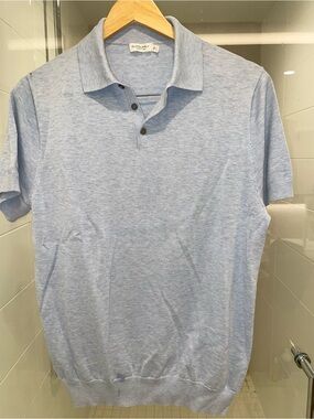 NEW Suitsupply Cotton Silk Light Blue Polo (SOLD OUT)